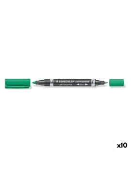 Rotulador permanente Staedtler Lumocolor Duo Verde (10 Unidades)