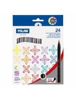 Conjunto de Canetas de Feltro Milan 24 Peças Pincel Multicolor