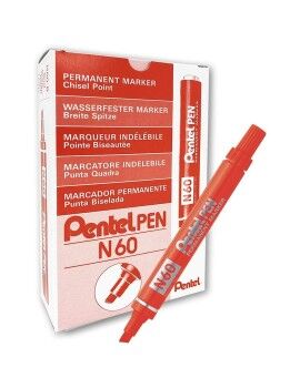 Rotulador permanente Pentel N60 Rojo 12 Piezas