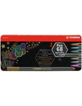 Conjunto de Canetas de Feltro Stabilo Pen 68 Metallic 8 Peças Multicolor