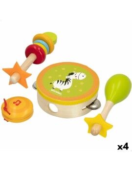 Jogo conjunto de instrumentos musicais Woomax Madeira 14,5 x 4,5 x 14,5 cm (4 Unidades)