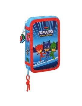 Estojo Duplo PJ Masks Azul 12.5 x 19.5 x 4 cm (28 Peças)