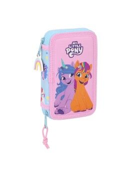 Plumier Doble My Little Pony Wild & free Azul Rosa 12.5 x 19.5 x 4 cm (28 piezas)