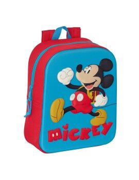 Mochila Escolar Mickey Mouse Clubhouse 3D Vermelho Azul 22 x 27 x 10 cm