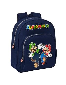 Mochila Escolar Super Mario Azul Marinho 28 x 34 x 10 cm