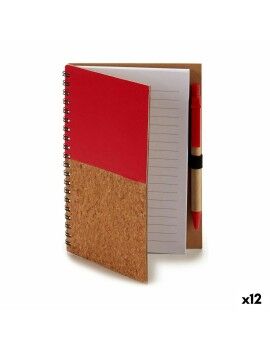 Caderno de Argolas com Caneta Madeira 12,5 x 18 cm (12 Unidades)