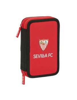 Estojo Duplo Sevilla Fútbol Club Preto Vermelho 12.5 x 19.5 x 4 cm (28 Peças)