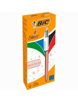 Caneta Bic Branco Cor de Rosa (12 Peças)