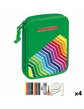 Plumier Doble Alpino Verde Multicolor (32 Piezas) (4 Unidades)