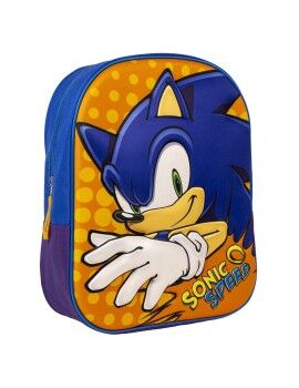 Mochila Escolar 3D Sonic Naranja Azul 25 x 31 x 9 cm