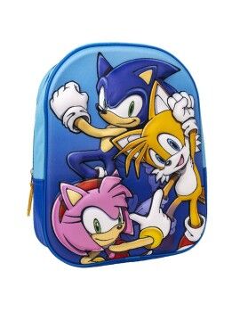 Mochila Escolar 3D Sonic 25 x 31 x 9 cm Azul