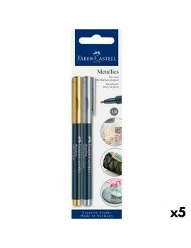 Conjunto de Canetas de Feltro Faber-Castell Creative Studio Metallics Dourado Metal (5 Unidades)