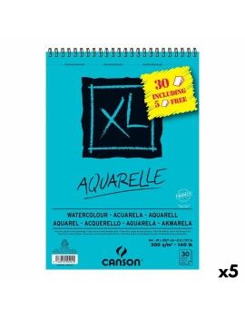 Bloc de dibujo Canson AQUARELLE XL 21 x 29,7 cm 5 Unidades 30 Hojas 300 g/m² 210 x 297 mm