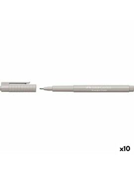 Rotulador permanente Faber-Castell Broadpen Pastel Gris (10 Unidades)