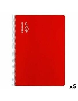 Cuaderno ESCOLOFI Din A4 50 Hojas 8 mm Rojo (5 Unidades)