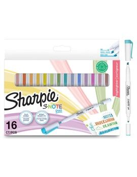 Conjunto de Canetas de Feltro Sharpie S-Note Duo Duplo 16 Peças