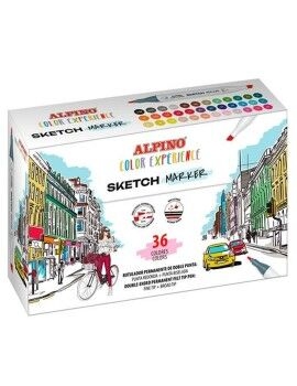 Conjunto de Canetas de Feltro Alpino Sketch Marker Ponta dupla Multicolor (4 Unidades)