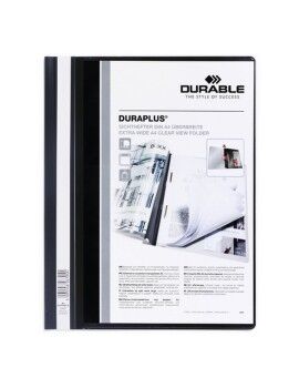 Portadocumentos Durable Duraplus Negro Transparente A4 25 Piezas