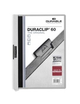 Portadocumentos Durable Duraclip 60 Gris Transparente A4 25 Piezas