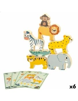 Jogo de Construção + Figuras Woomax animais 16 Peças 7 x 7 x 1,5 cm (6 Unidades)