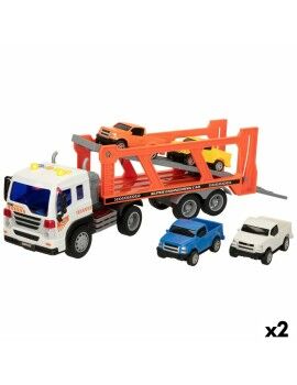 Camião Portaveículos e Carros de Fricção Speed & Go 37,5 x 12,5 x 10 cm (2 Unidades)