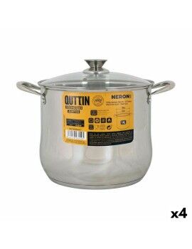 Olla con Tapa de Cristal Quttin New Neron Acero 27,3 x 23 cm (4 Unidades)