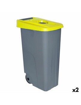 Cubo de Basura con Ruedas Denox 85 L Amarillo 58 x 41 x 76 cm