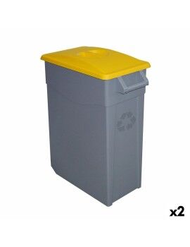 Cubo de Basura para Reciclaje Denox 65 L Amarillo (2 Unidades)