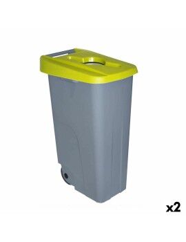 Cubo de Basura con Ruedas Denox 110 L Amarillo 58 x 41 x 89 cm