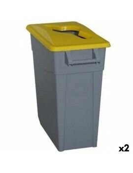 Cubo de Basura para Reciclaje Denox 65 L Amarillo (2 Unidades)