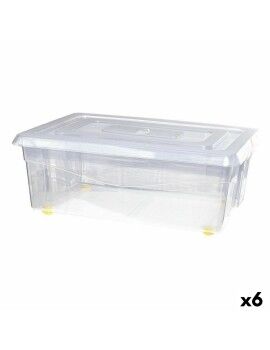 Caja de Almacenamiento con Ruedas Con Tapa Transparente 32 L (6 Unidades)