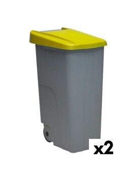 Cubo de Basura con Ruedas Denox 85 L Amarillo 58 x 41 x 76 cm