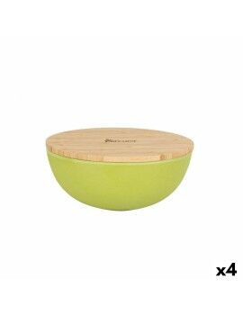 Cuenco Percutti Melamina Marrón Verde 18,9 x 18,9 x 8,5 cm Bambú (4 Unidades)