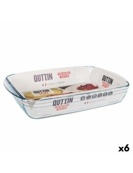 Fuente para Horno Quttin   Transparente Vidrio Rectangular 5 L 40,2 x 26,4 x 7 cm (6 Unidades)