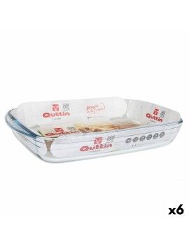 Fuente para Horno Quttin   Transparente Vidrio Rectangular 3 L 35,4 x 22 x 5,5 cm (6 Unidades)