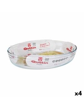 Fuente para Horno Quttin   Transparente Vidrio Ovalado 2,2 L 30,1 x 20,9 x 6,3 cm (4 Unidades)