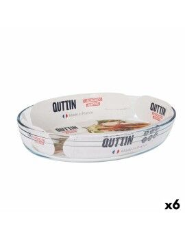 Fuente para Horno Quttin   Transparente Vidrio Ovalado 3,4 L 35,1 x 24,1 x 6,5 cm (6 Unidades)