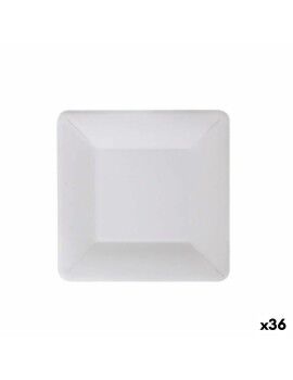 Set de Platos Algon Desechables Blanco Cartón Cuadrado 18 cm (36 Unidades)