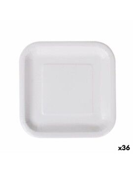 Conjunto de pratos Algon Descartáveis Branco Cartão Quadrado 20 cm (36 Unidades)