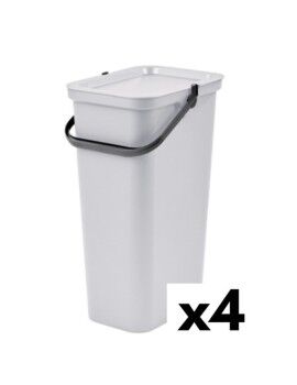 Cubo de Basura para Reciclaje Tontarelli Moda 38 L Blanco (4 Unidades)