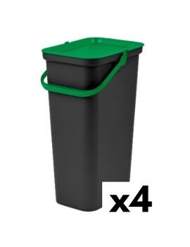 Cubo de Basura para Reciclaje Tontarelli Moda 38 L Verde (4 Unidades)