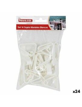 Pinza Sujeta Manteles Privilege 59443 14 pcs Blanco 4,5 cm (14 Piezas) (24 Unidades) (4,5 cm)