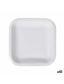 Set de Platos Algon Desechables Blanco Cartón Cuadrado 20 cm (10 Unidades)