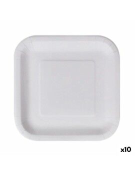 Set de Platos Algon Desechables Blanco Cartón Cuadrado 23 cm (10 Unidades)