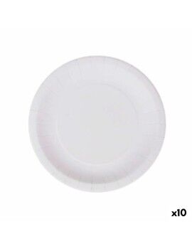 Set de Platos Algon Desechables Blanco Cartón 20 cm (10 Unidades)