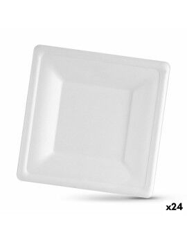 Conjunto de pratos Algon Descartáveis Branco Cana-de-açúcar Quadrado 16 cm (24 Unidades)