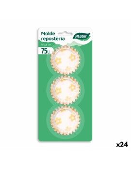 Moldes para Magdalenas Algon Flor Amarilla Desechables (75 Piezas) (24 Unidades)