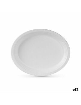 Conjunto de pratos Algon Descartáveis Branco Cana-de-açúcar Oval 26 cm (12 Unidades)