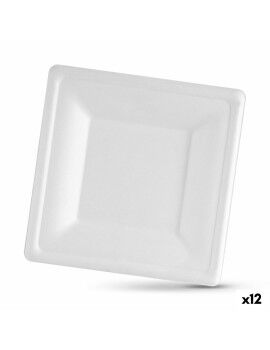 Conjunto de pratos Algon Descartáveis Branco Cana-de-açúcar Quadrado 16 cm (12 Unidades)