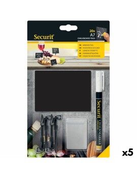 Ardósia Securit Com suporte Conjunto 7,4 × 10,5 cm 20 Unidades Preto